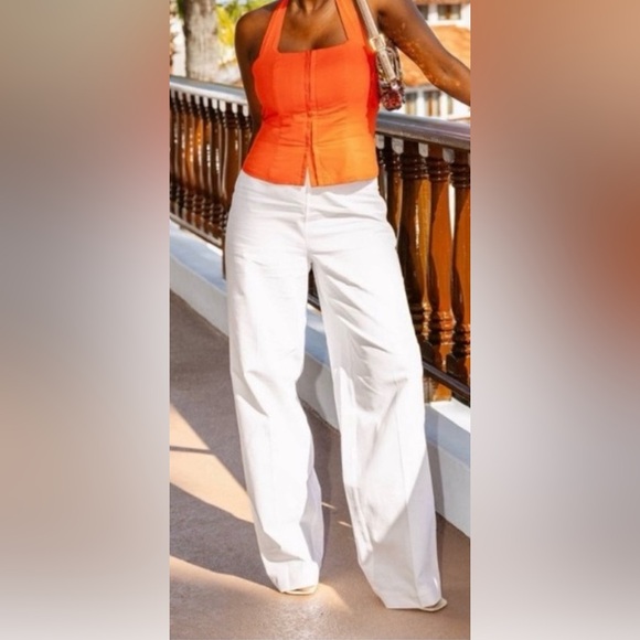 Future Collective Jenee Naylor Women's White Wide-Leg Pants - Picture 1 of 2
